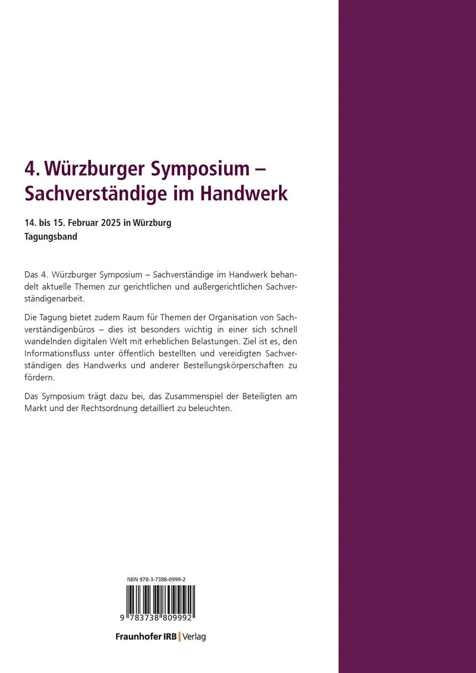 Rückseite: 9783738809992 | 4. Würzburger Symposium - Sachverständige im Handwerk | Martin Schauer