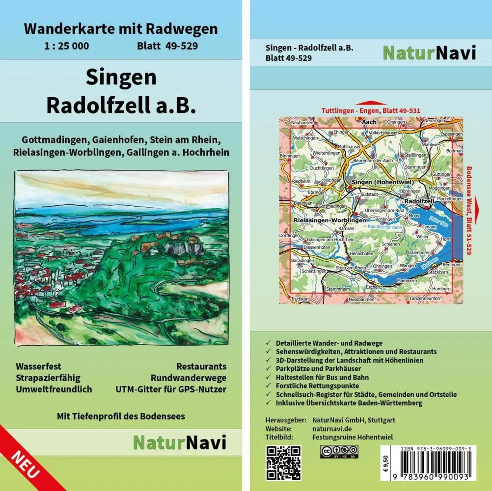 Cover: 9783960990093 | NaturNavi Wanderkarte mit Radwegen Singen - Radolfzell a.B. | Deutsch