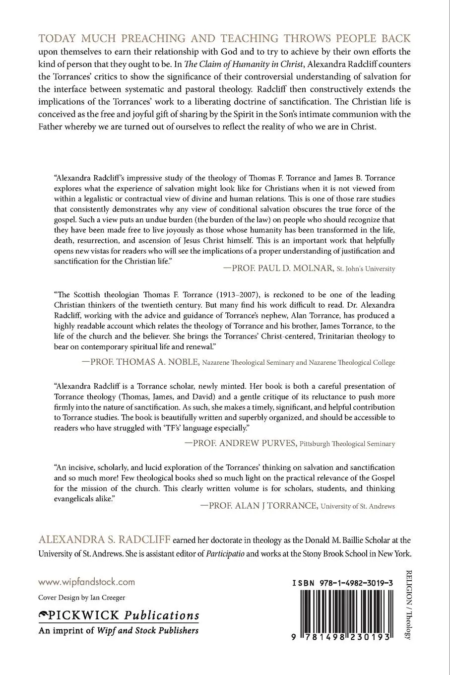 Rückseite: 9781498230193 | The Claim of Humanity in Christ | Alexandra Sophie Radcliff | Buch