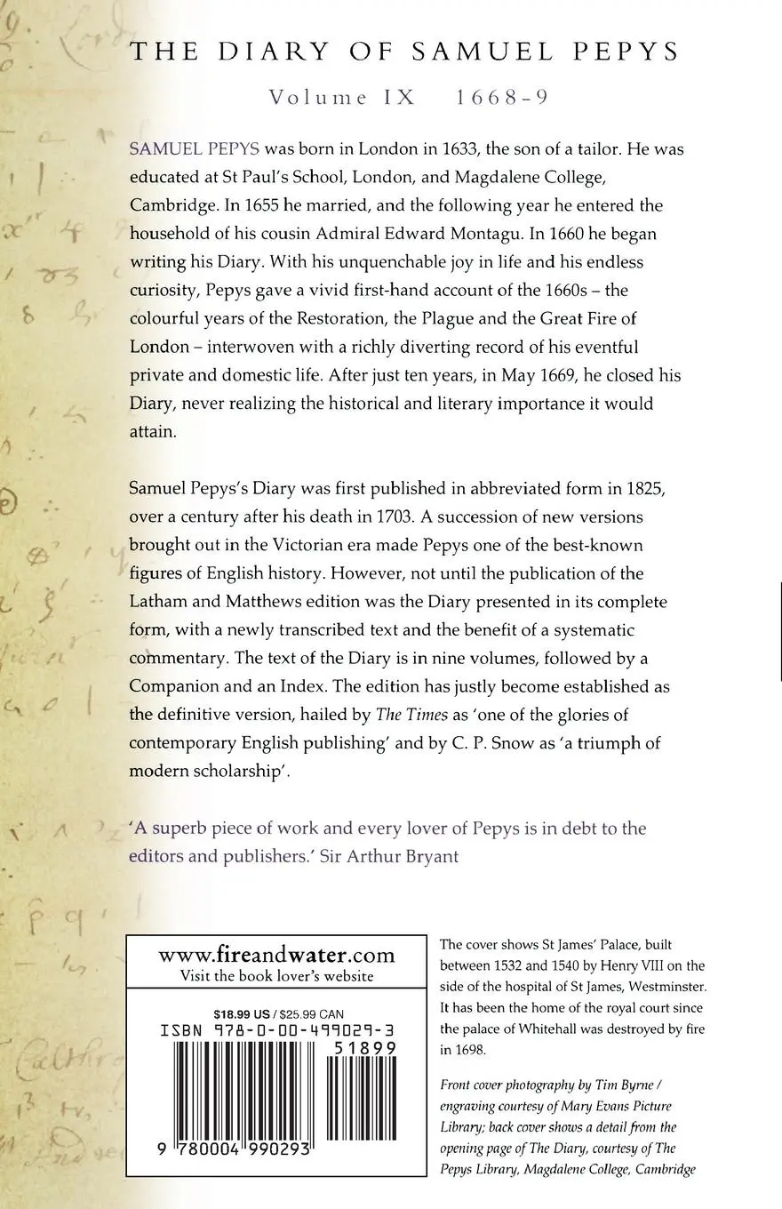 Rückseite: 9780004990293 | The Diary of Samuel Pepys | Volume IX - 1668-1669 | Samuel Pepys
