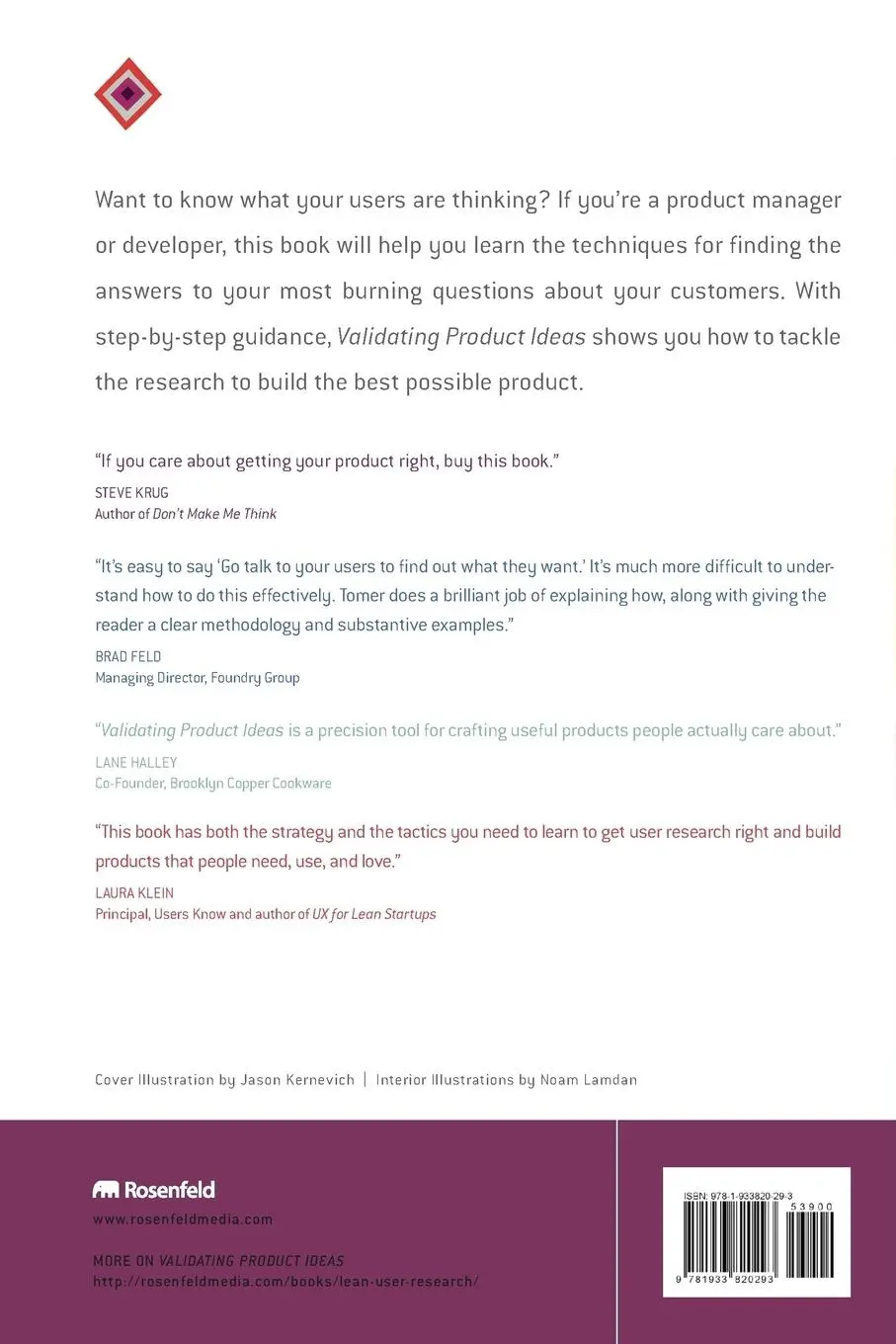 Rückseite: 9781933820293 | Validating Product Ideas | Through Lean User Research | Tomer Sharon