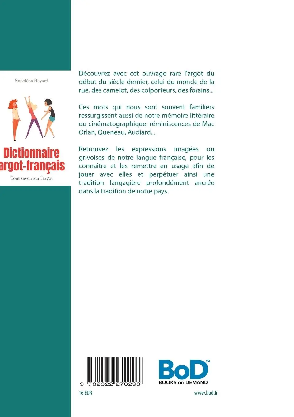 Rückseite: 9782322270293 | Dictionnaire Argot-Français | Napoléon Hayard | Taschenbuch | 2021