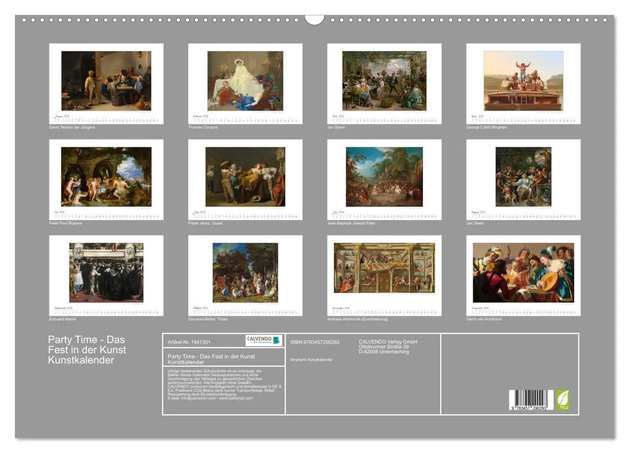 Bild: 9783457290293 | Party Time - Das Fest in der Kunst Kunstkalender (Wandkalender 2026...