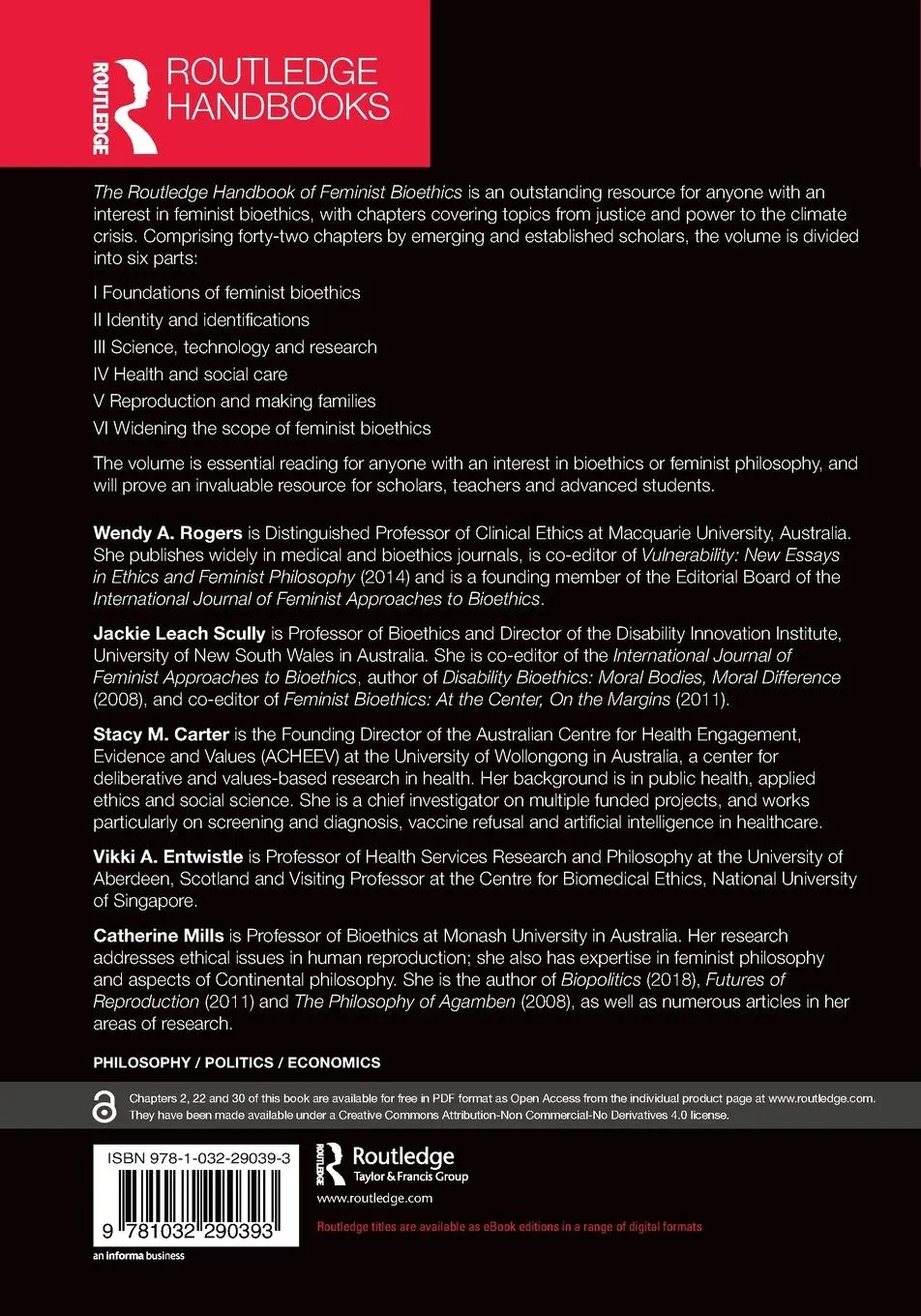 Rückseite: 9781032290393 | The Routledge Handbook of Feminist Bioethics | Wendy A. Rogers (u. a.)