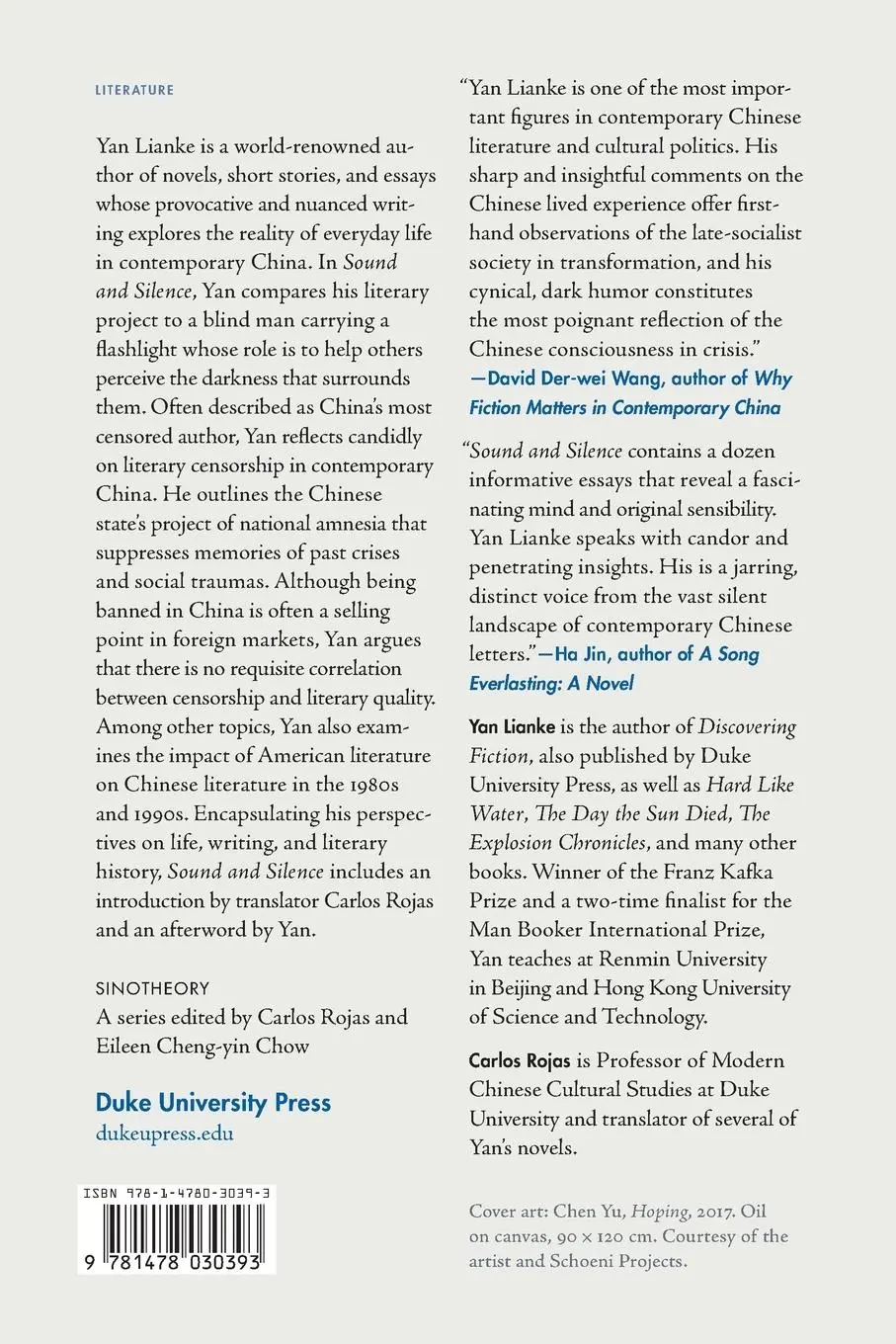 Rückseite: 9781478030393 | Sound and Silence | My Experience with China and Literature | Yan