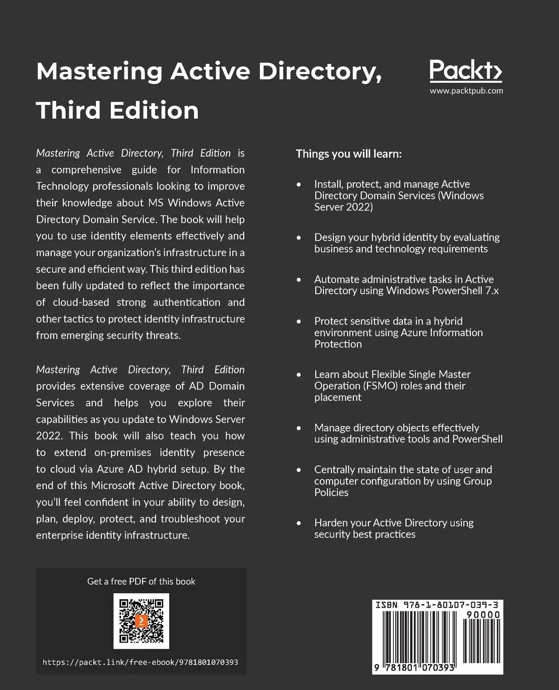 Rückseite: 9781801070393 | Mastering Active Directory - Third Edition | Dishan Francis | Buch