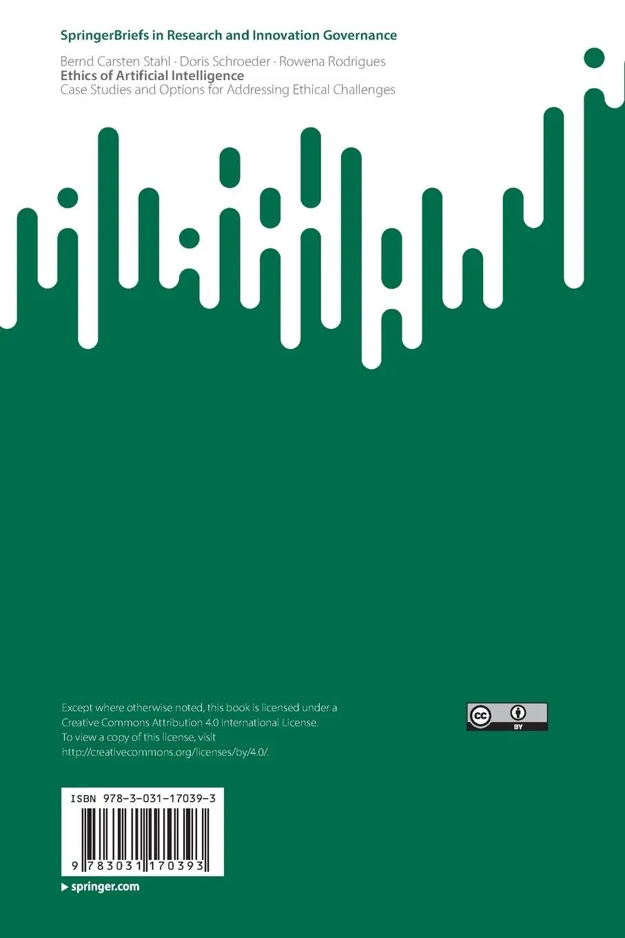 Rückseite: 9783031170393 | Ethics of Artificial Intelligence | Bernd Carsten Stahl (u. a.) | Buch