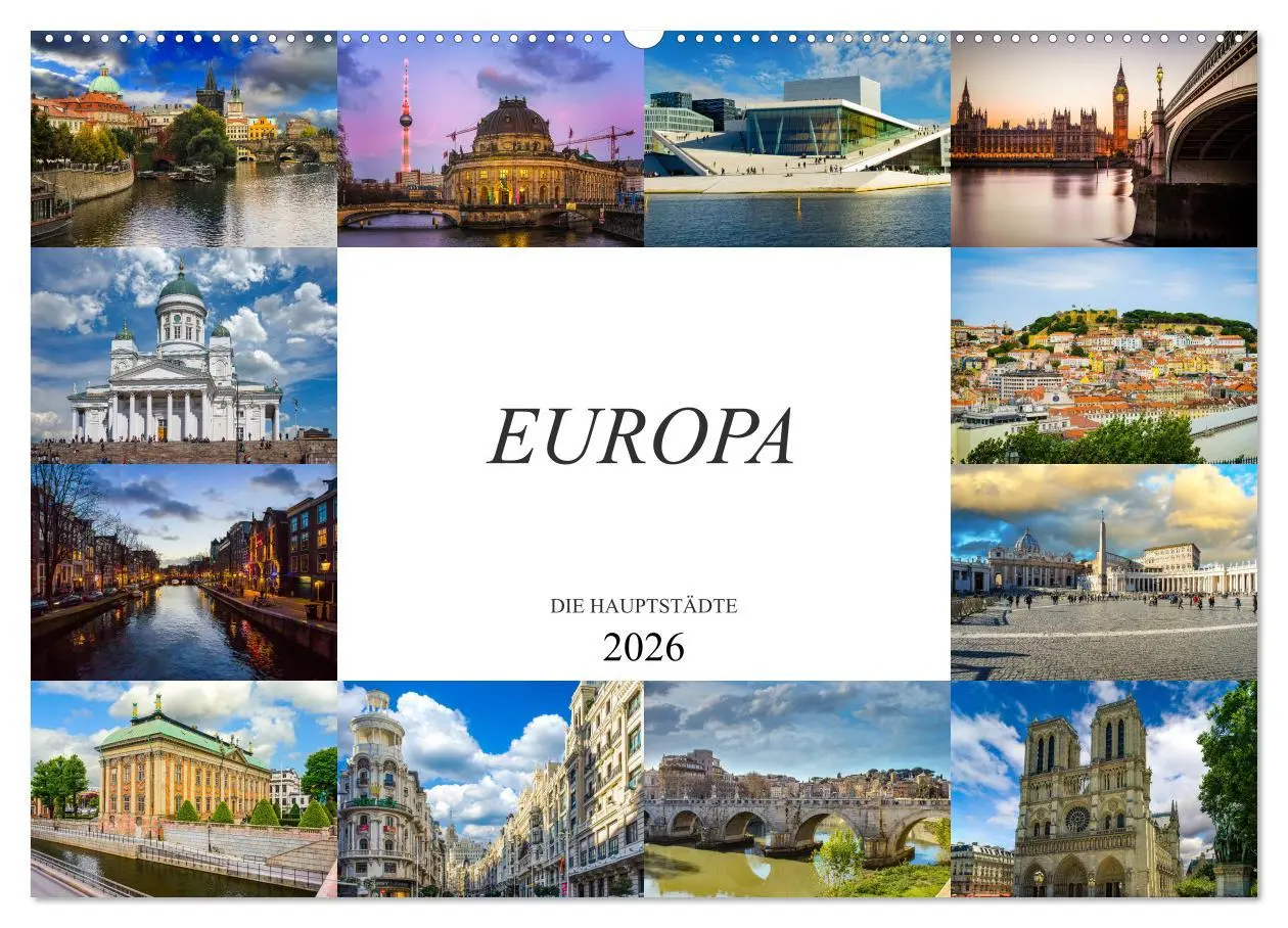 Cover: 9783457800393 | Europa Die Hauptstädte (Wandkalender 2026 DIN A2 quer), CALVENDO...