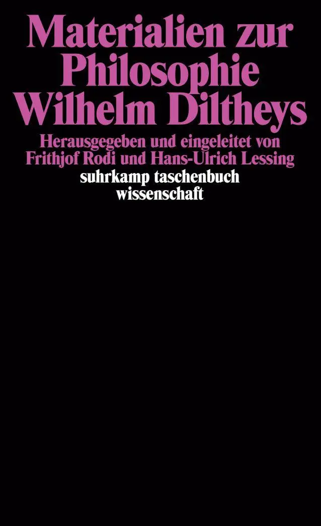 Cover: 9783518280393 | Materialien zur Philosophie Wilhelm Diltheys | Lessing (u. a.) | Buch
