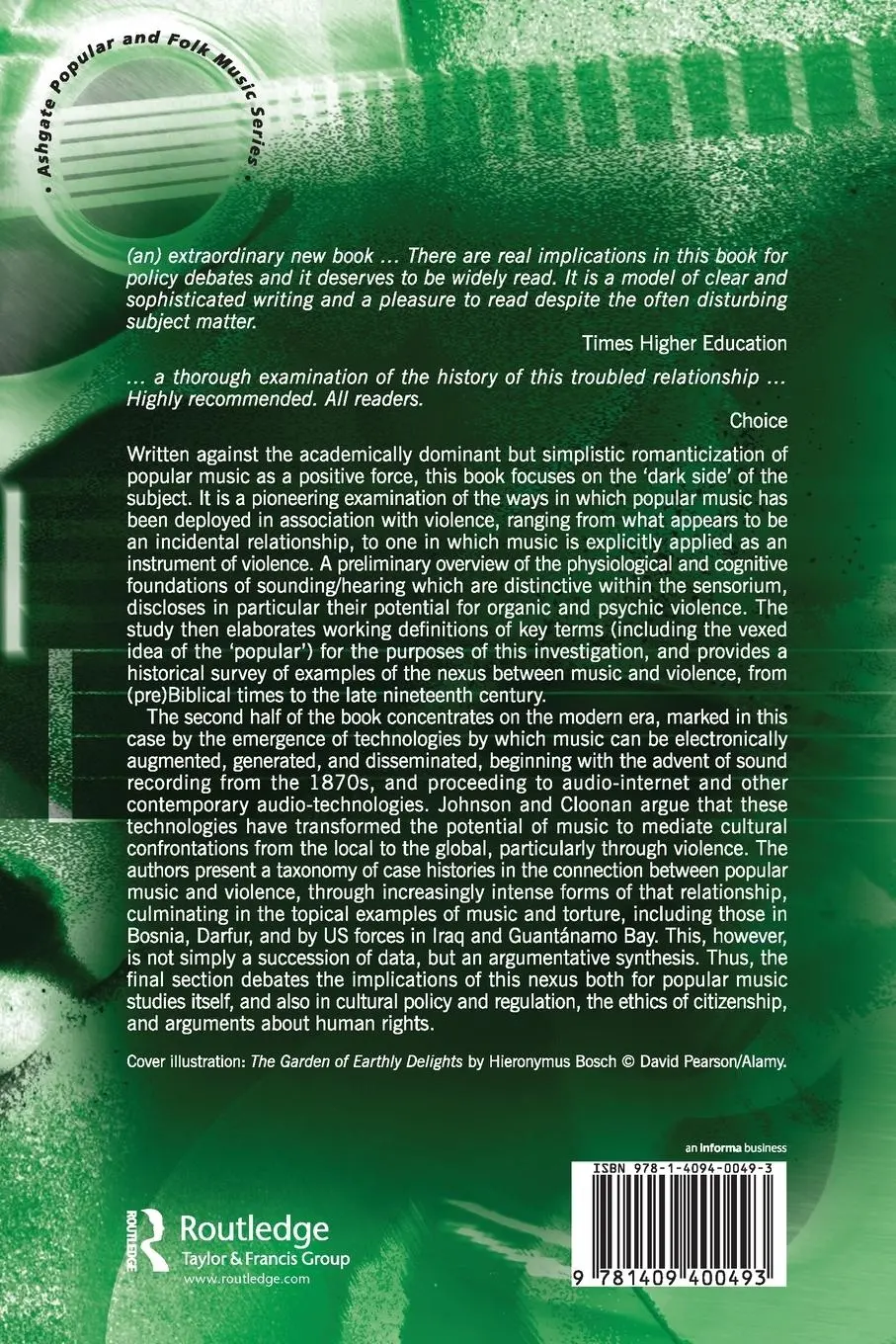 Rückseite: 9781409400493 | Dark Side of the Tune | Popular Music and Violence | Johnson (u. a.)