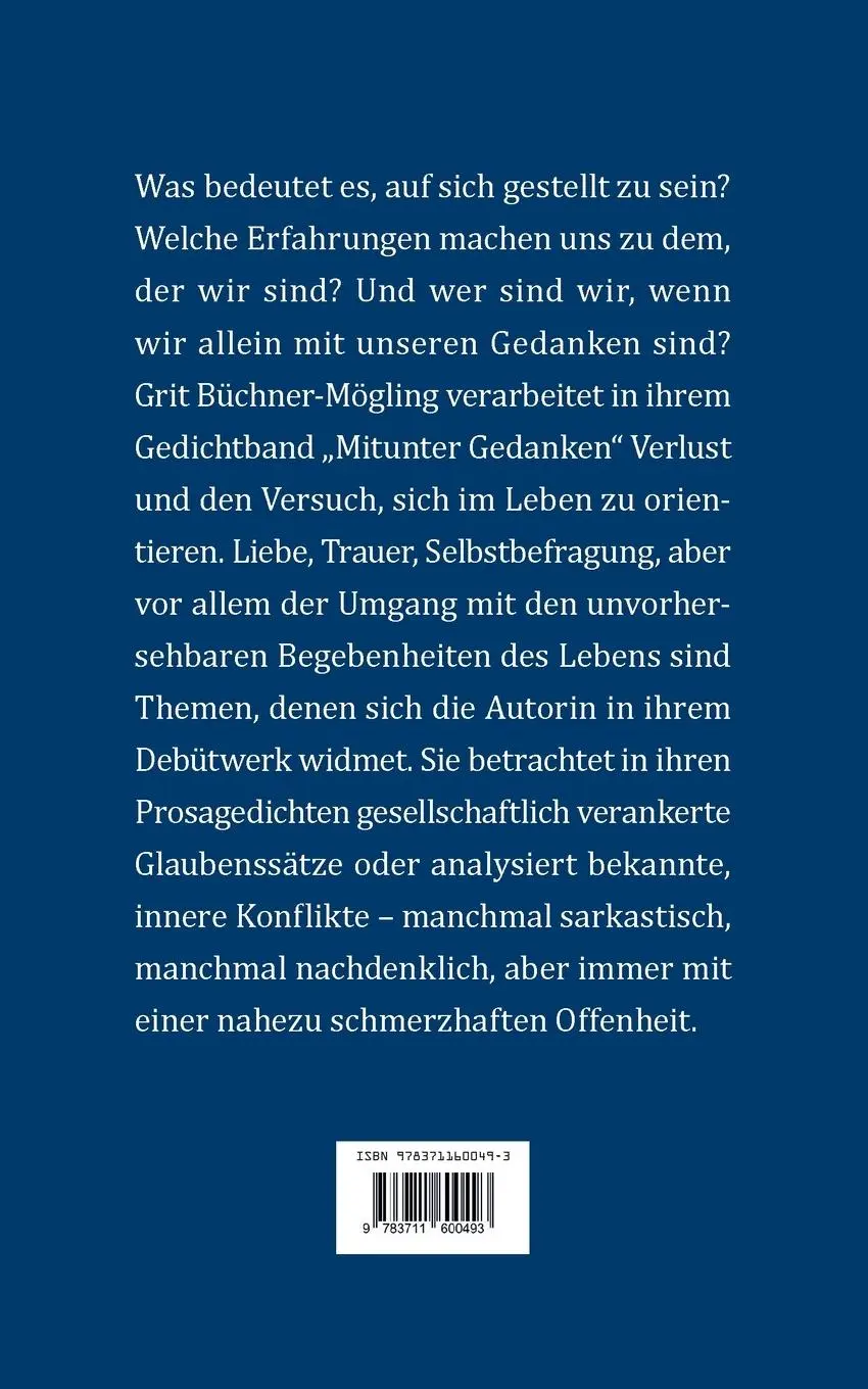 Rückseite: 9783711600493 | Mitunter Gedanken | Grit Büchner-Mögling | Taschenbuch | Deutsch