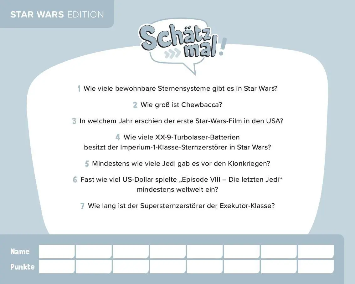 Bild: 9783989760493 | Schätz mal! Star Wars Edition | Das Quiz mit Lach- und Staungarantie