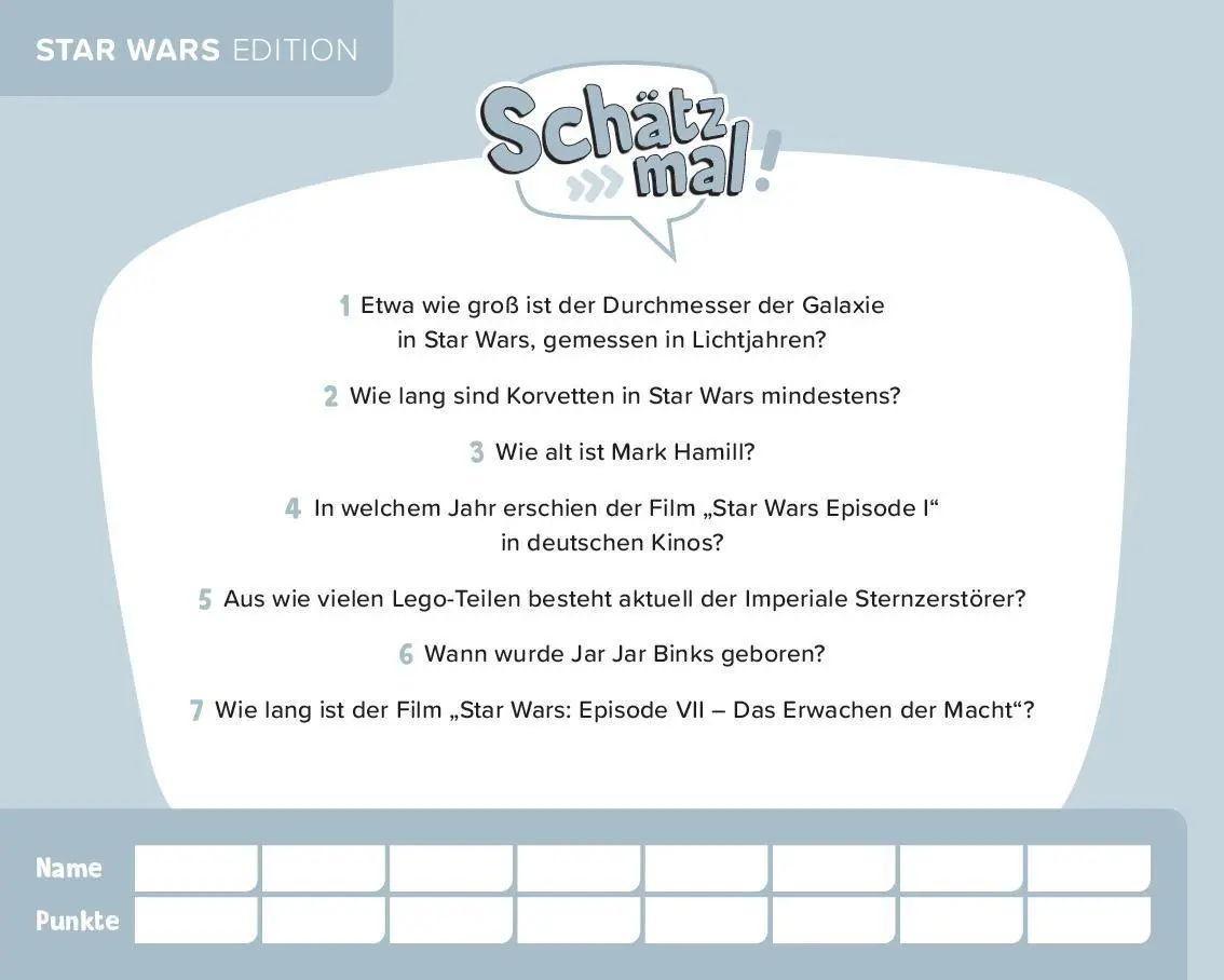 Bild: 9783989760493 | Schätz mal! Star Wars Edition | Das Quiz mit Lach- und Staungarantie
