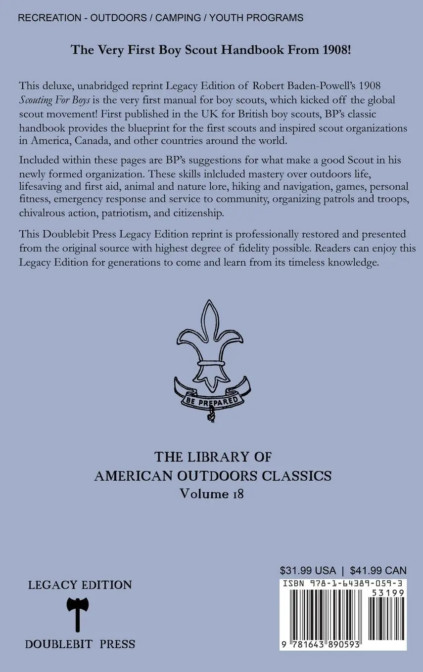 Rückseite: 9781643890593 | Scouting For Boys 1908 Version (Legacy Edition) | Robert Baden-Powell