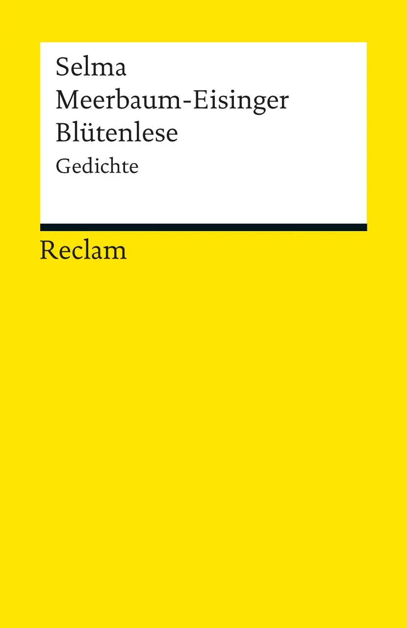Cover: 9783150190593 | Blütenlese | Selma Meerbaum-Eisinger | Taschenbuch | 136 S. | Deutsch
