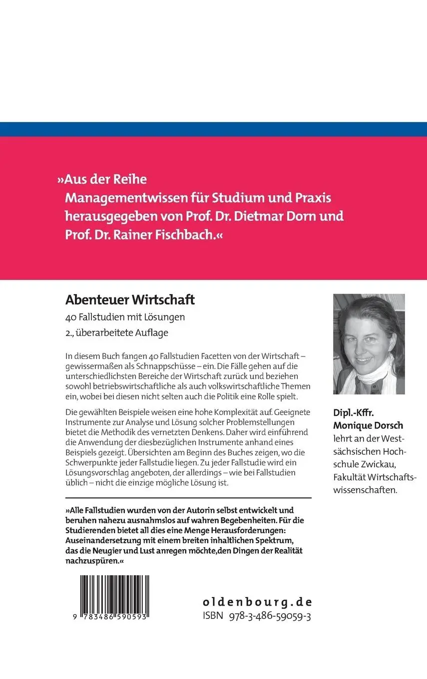 Rückseite: 9783486590593 | Abenteuer Wirtschaft | 40 Fallstudien mit Lösungen | Monique Dorsch
