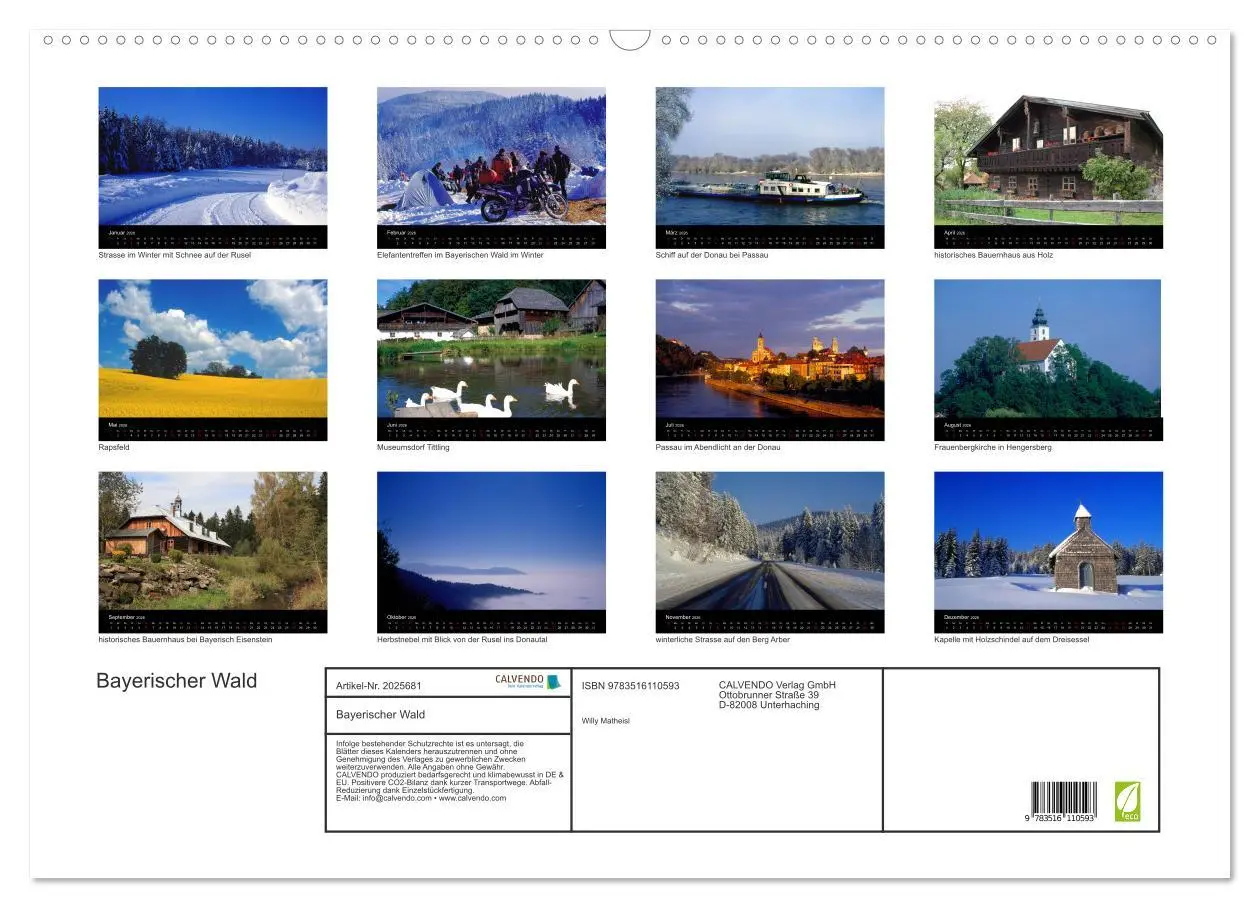 Bild: 9783516110593 | Bayerischer Wald (Wandkalender 2026 DIN A2 quer), CALVENDO...