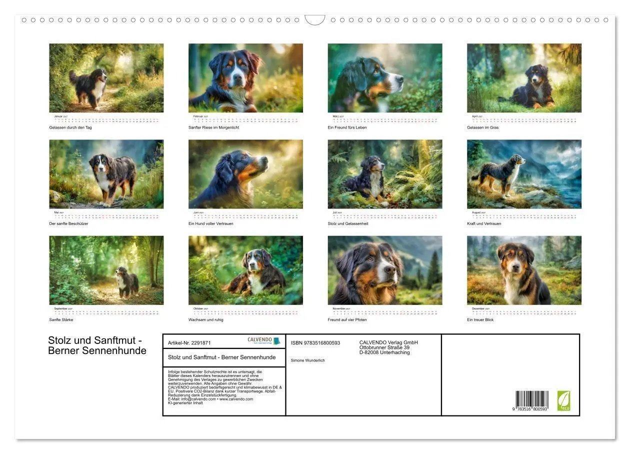 Bild: 9783516800593 | Stolz und Sanftmut - Berner Sennenhunde (Wandkalender 2027 DIN A2...