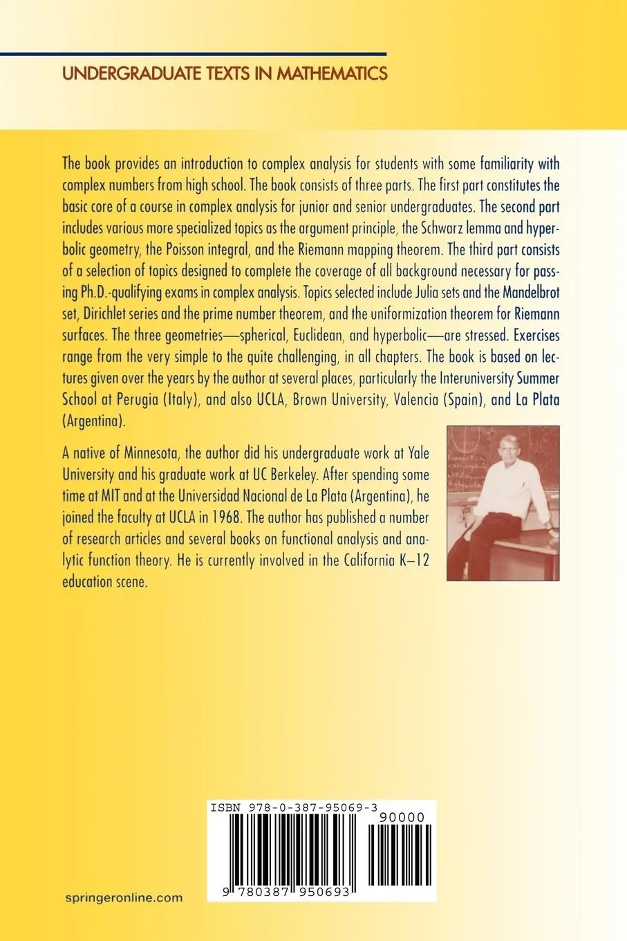Rückseite: 9780387950693 | Complex Analysis | Theodore W. Gamelin | Taschenbuch | xviii | 2001