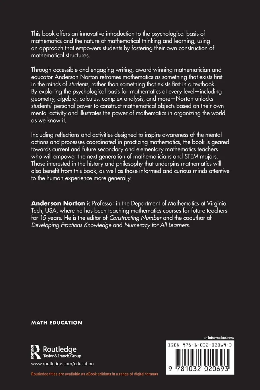 Rückseite: 9781032020693 | The Psychology of Mathematics | Anderson Norton | Taschenbuch | 2022