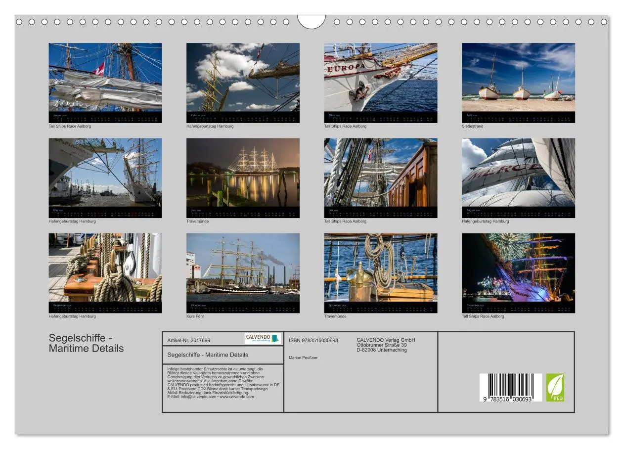 Bild: 9783516030693 | Segelschiffe - Maritime Details (Wandkalender 2026 DIN A3 quer),...