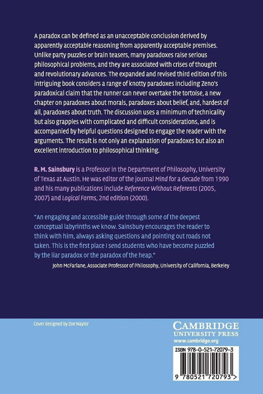 Rückseite: 9780521720793 | Paradoxes | R. M. Sainsbury | Taschenbuch | Kartoniert / Broschiert
