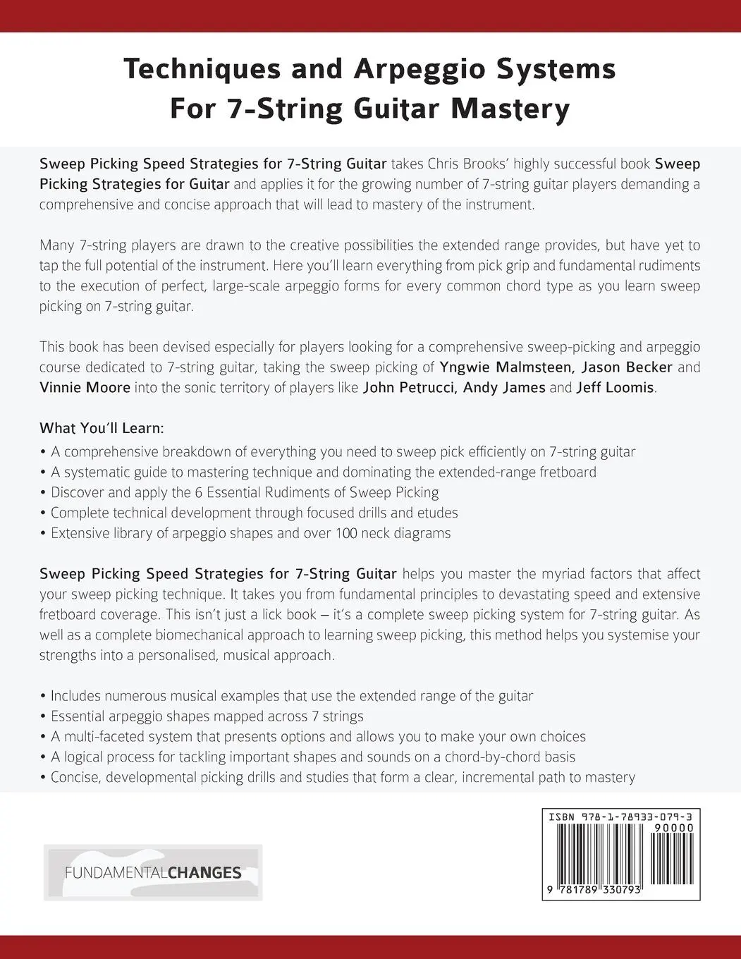 Rückseite: 9781789330793 | Sweep Picking Speed Strategies For 7-String Guitar | Brooks (u. a.)