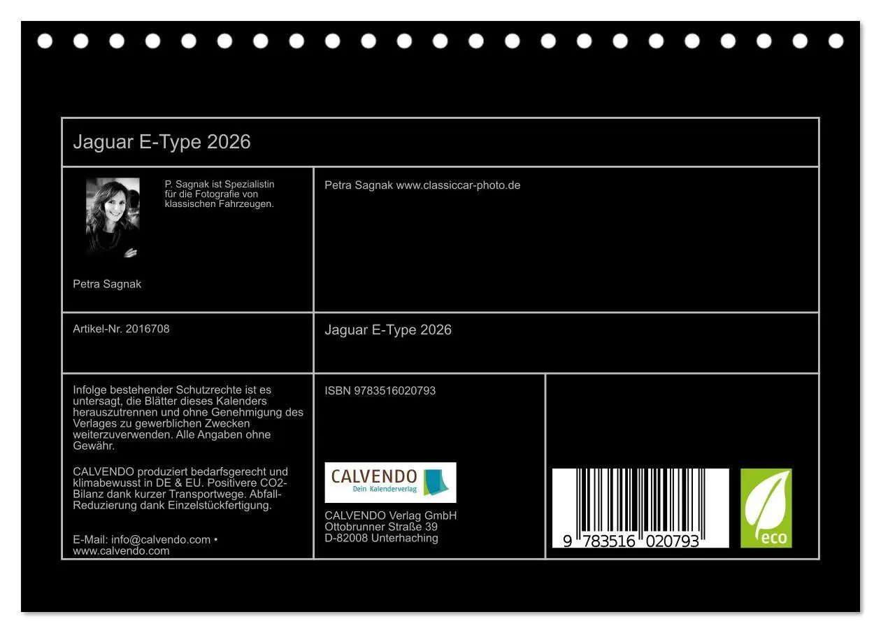 Bild: 9783516020793 | Jaguar E-Type 2026 (Tischkalender 2026 DIN A5 quer), CALVENDO...