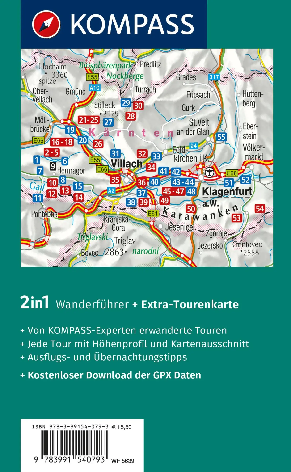 Rückseite: 9783991540793 | KOMPASS Wanderführer Kärntner Seen, 55 Touren mit Extra-Tourenkarte