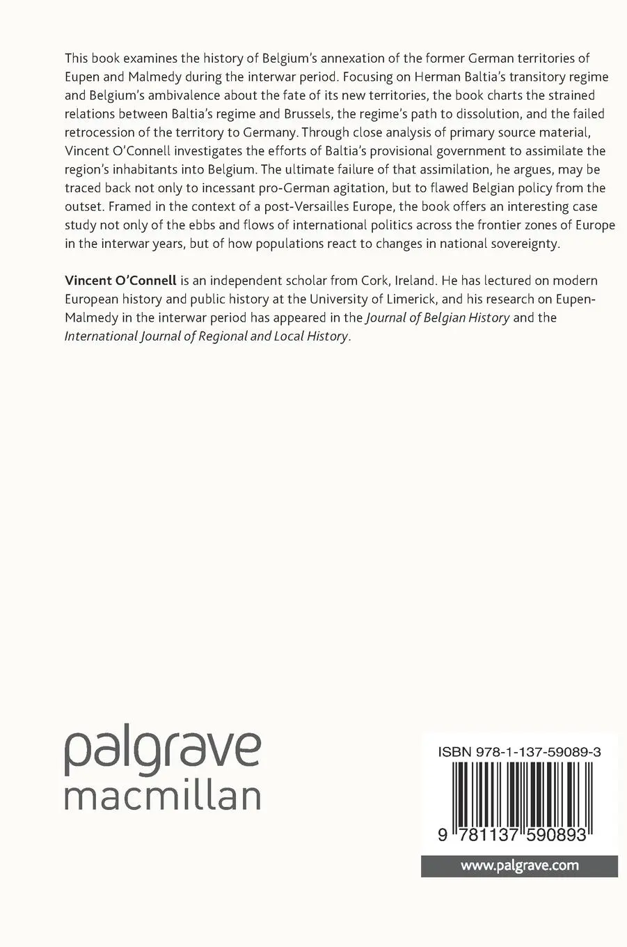 Rückseite: 9781137590893 | The Annexation of Eupen-Malmedy | Becoming Belgian, 1919-1929 | Buch