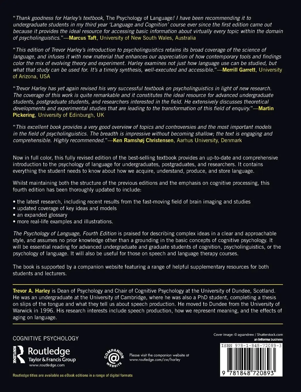 Rückseite: 9781848720893 | The Psychology of Language | From Data to Theory | Trevor A. Harley
