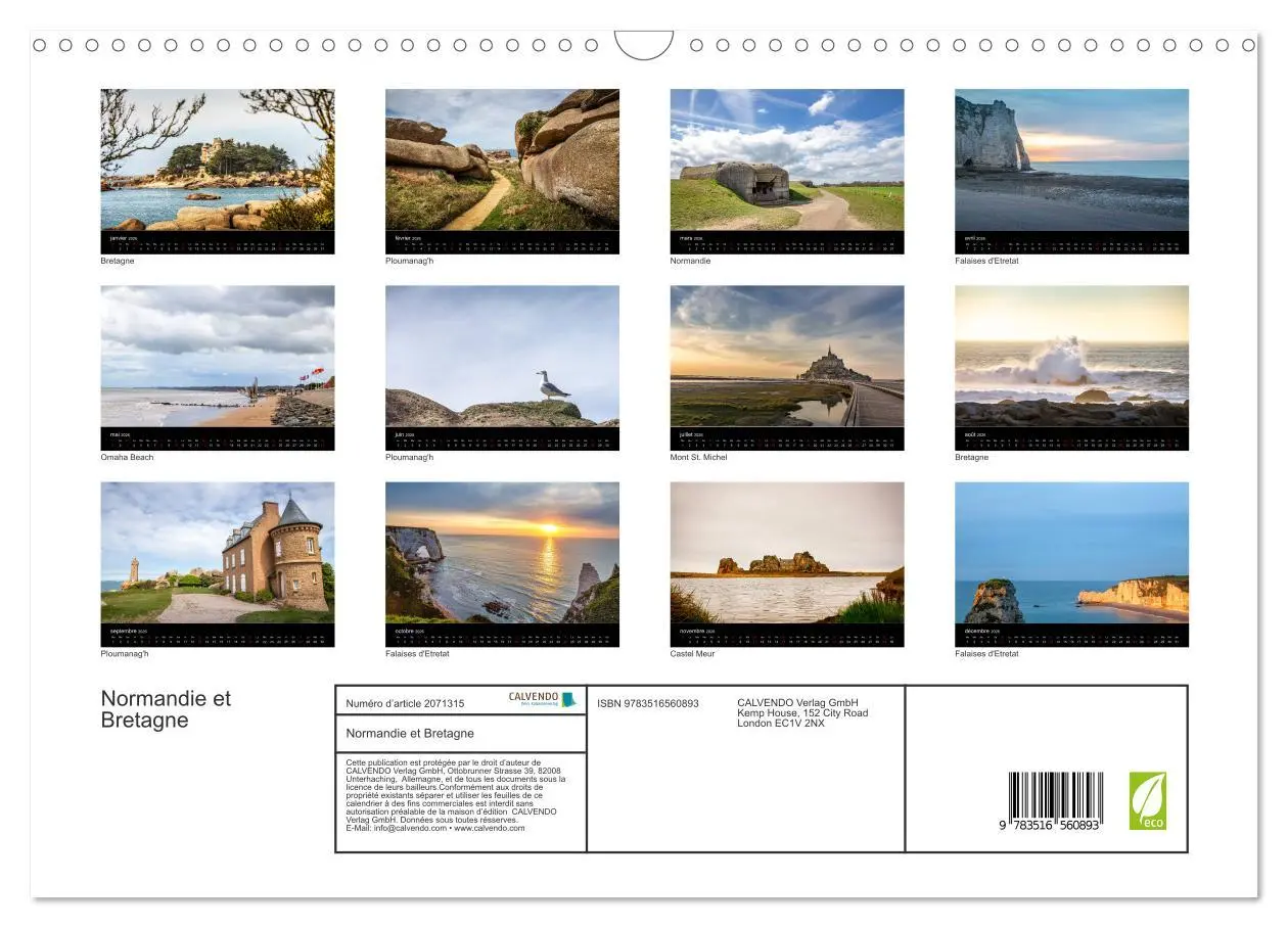 Bild: 9783516560893 | Normandie et Bretagne (Calendrier mural 2026 DIN A3 vertical),...