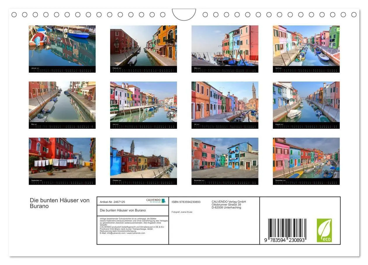 Bild: 9783594230893 | Die bunten Häuser von Burano (Wandkalender 2027 DIN A4 quer),...
