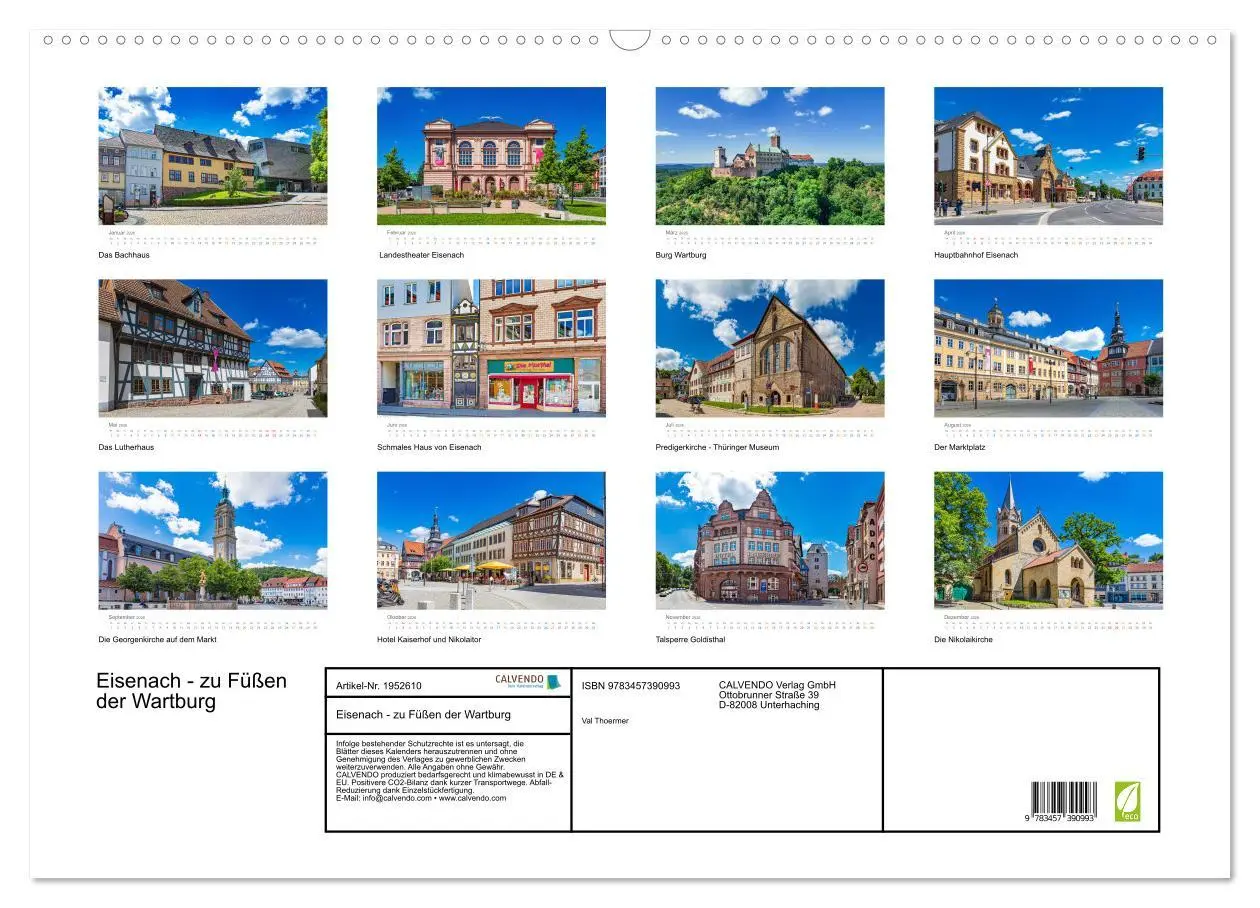 Bild: 9783457390993 | Eisenach - zu Füßen der Wartburg (Wandkalender 2026 DIN A2 quer),...