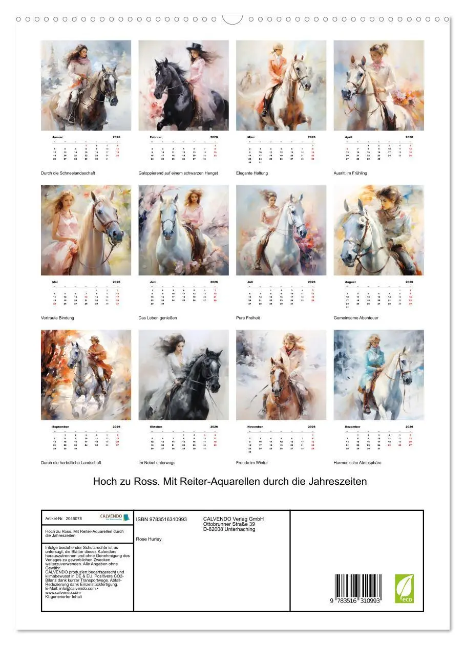 Bild: 9783516310993 | Hoch zu Ross. Mit Reiter-Aquarellen durch die Jahreszeiten...