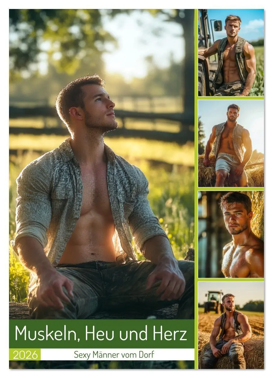 Cover: 9783516620993 | Muskeln, Heu und Herz - Sexy Männer vom Dorf (Wandkalender 2026 DIN...