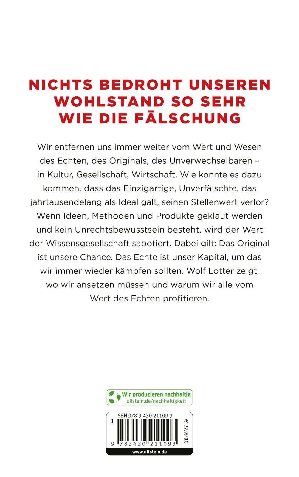 Rückseite: 9783430211093 | Echt | Wolf Lotter | Buch | 224 S. | Deutsch | 2024 | Econ
