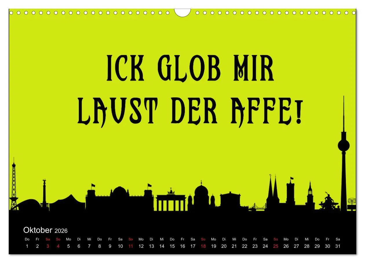 Bild: 9783457591093 | Berliner Mundart (Wandkalender 2026 DIN A3 quer), CALVENDO...