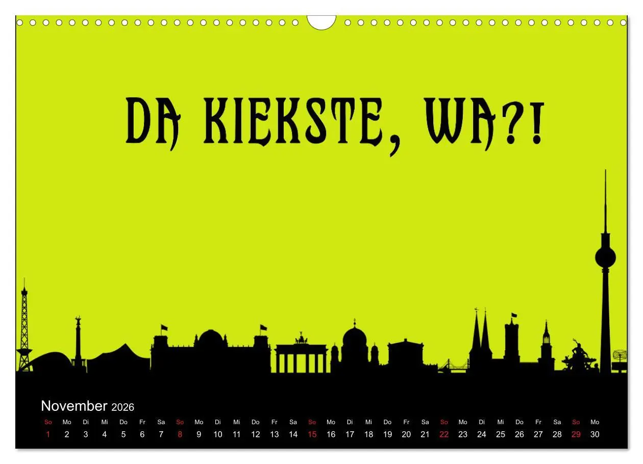 Bild: 9783457591093 | Berliner Mundart (Wandkalender 2026 DIN A3 quer), CALVENDO...