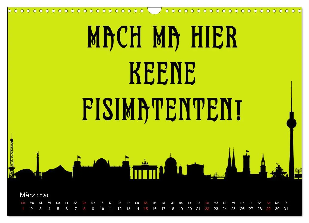 Bild: 9783457591093 | Berliner Mundart (Wandkalender 2026 DIN A3 quer), CALVENDO...
