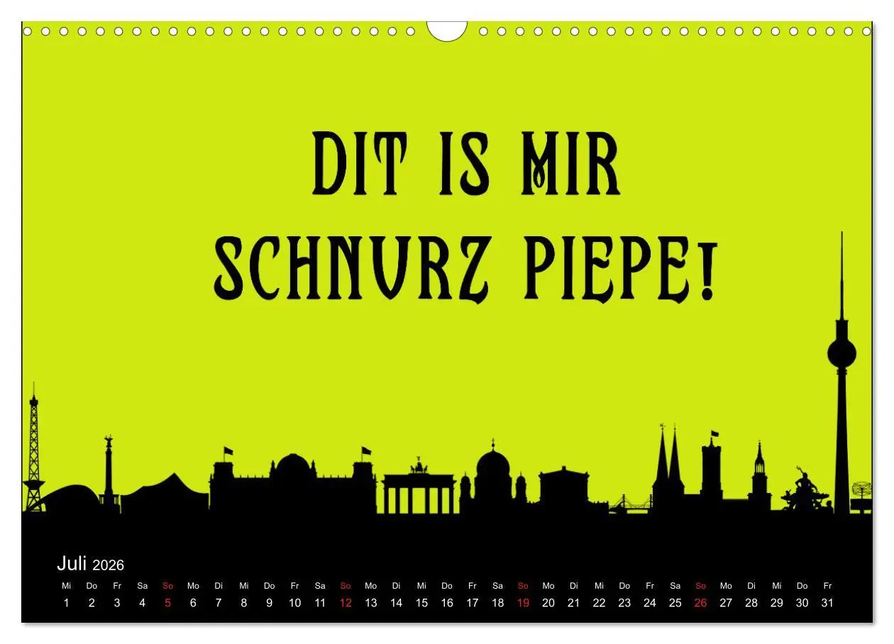 Bild: 9783457591093 | Berliner Mundart (Wandkalender 2026 DIN A3 quer), CALVENDO...