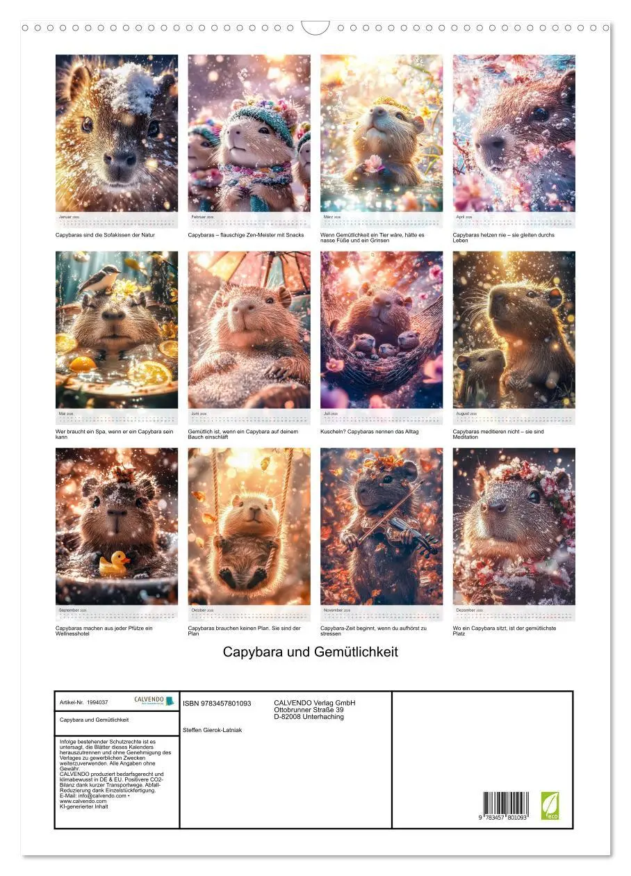 Bild: 9783457801093 | Capybara und Gemütlichkeit (Wandkalender 2026 DIN A2 hoch),...