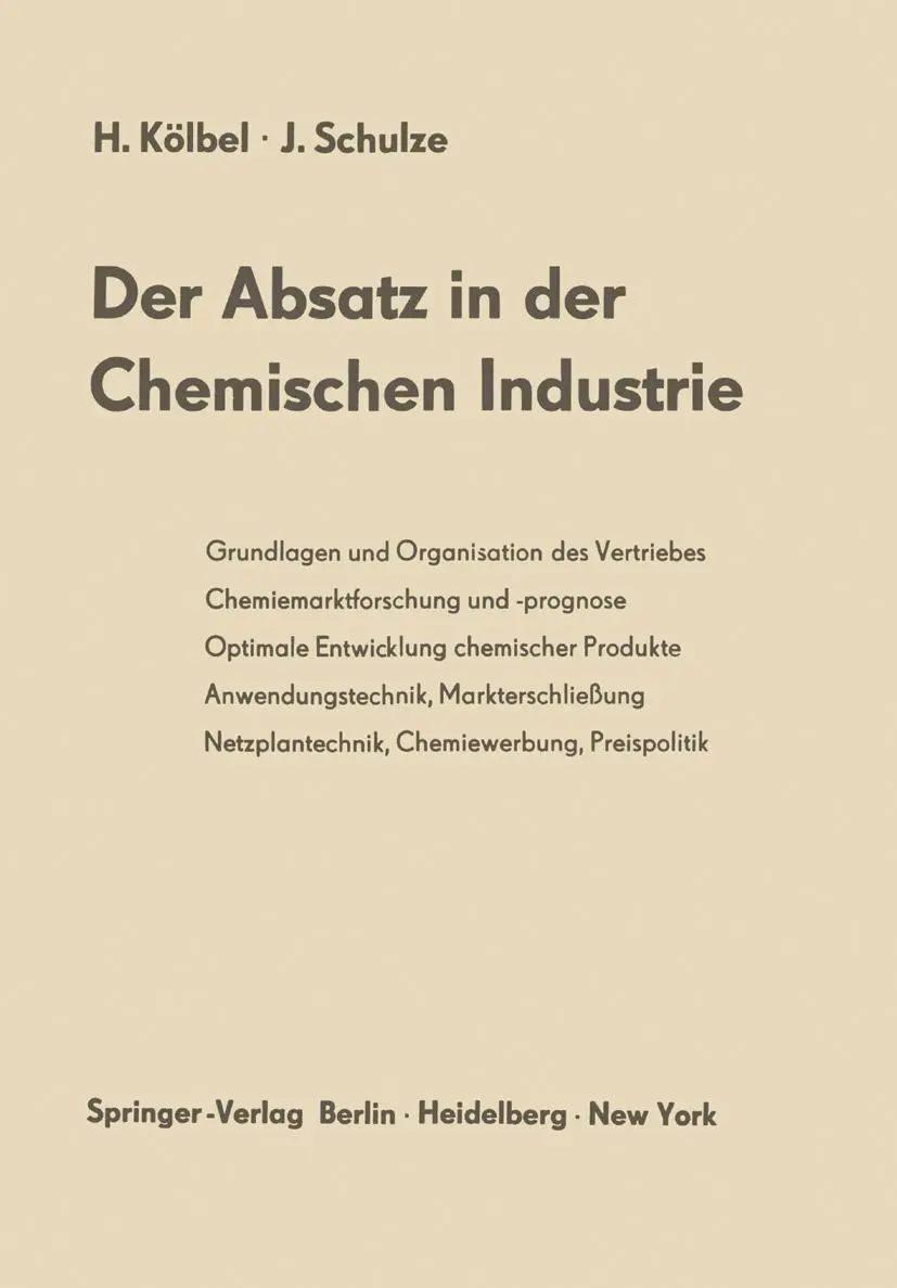 Cover: 9783642861093 | Der Absatz in der Chemischen Industrie | Joachim Schulze (u. a.) | xv