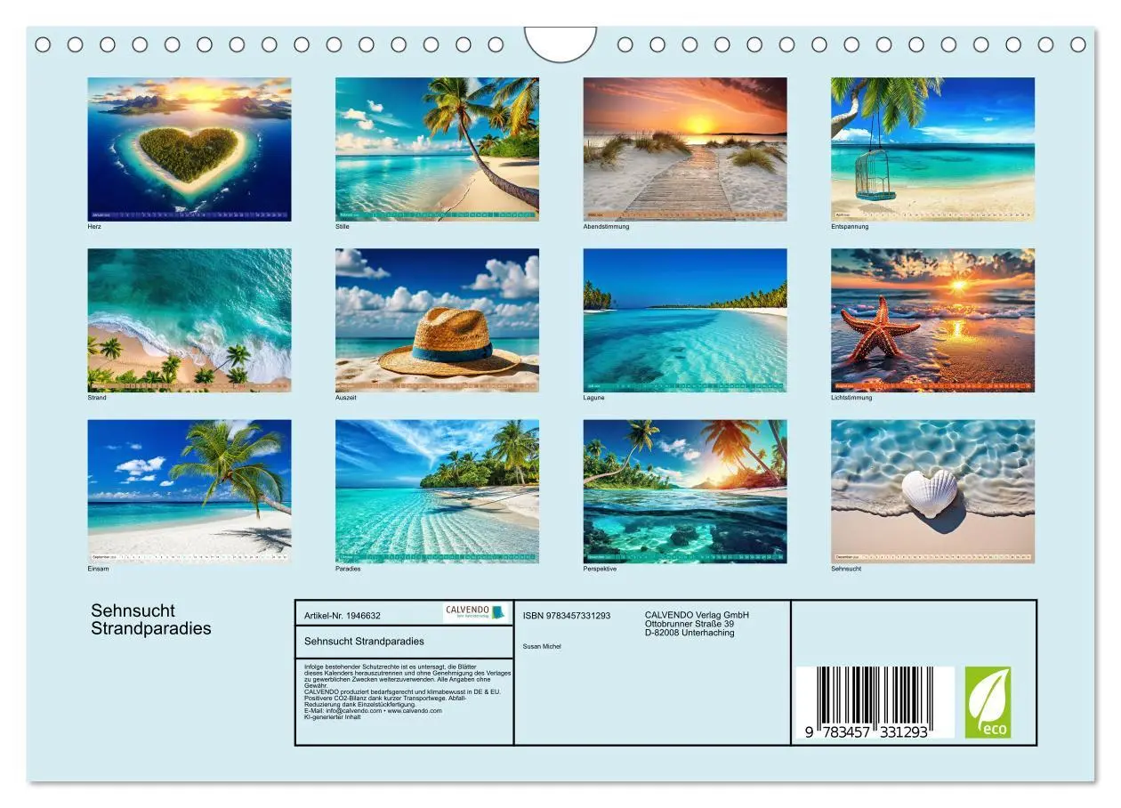 Bild: 9783457331293 | Sehnsucht Strandparadies (Wandkalender 2026 DIN A4 quer), CALVENDO...