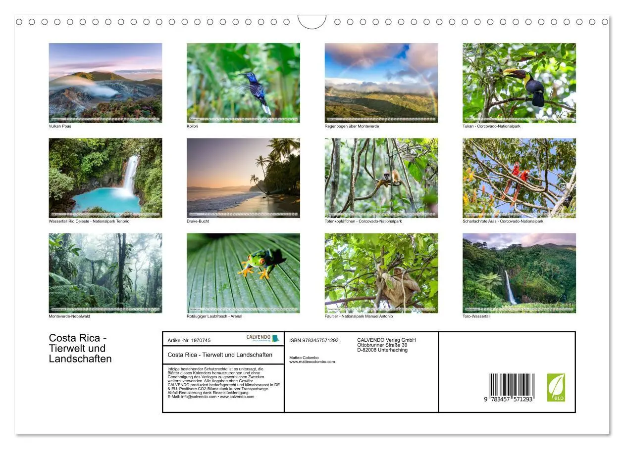 Bild: 9783457571293 | Costa Rica - Tierwelt und Landschaften (Wandkalender 2026 DIN A3...