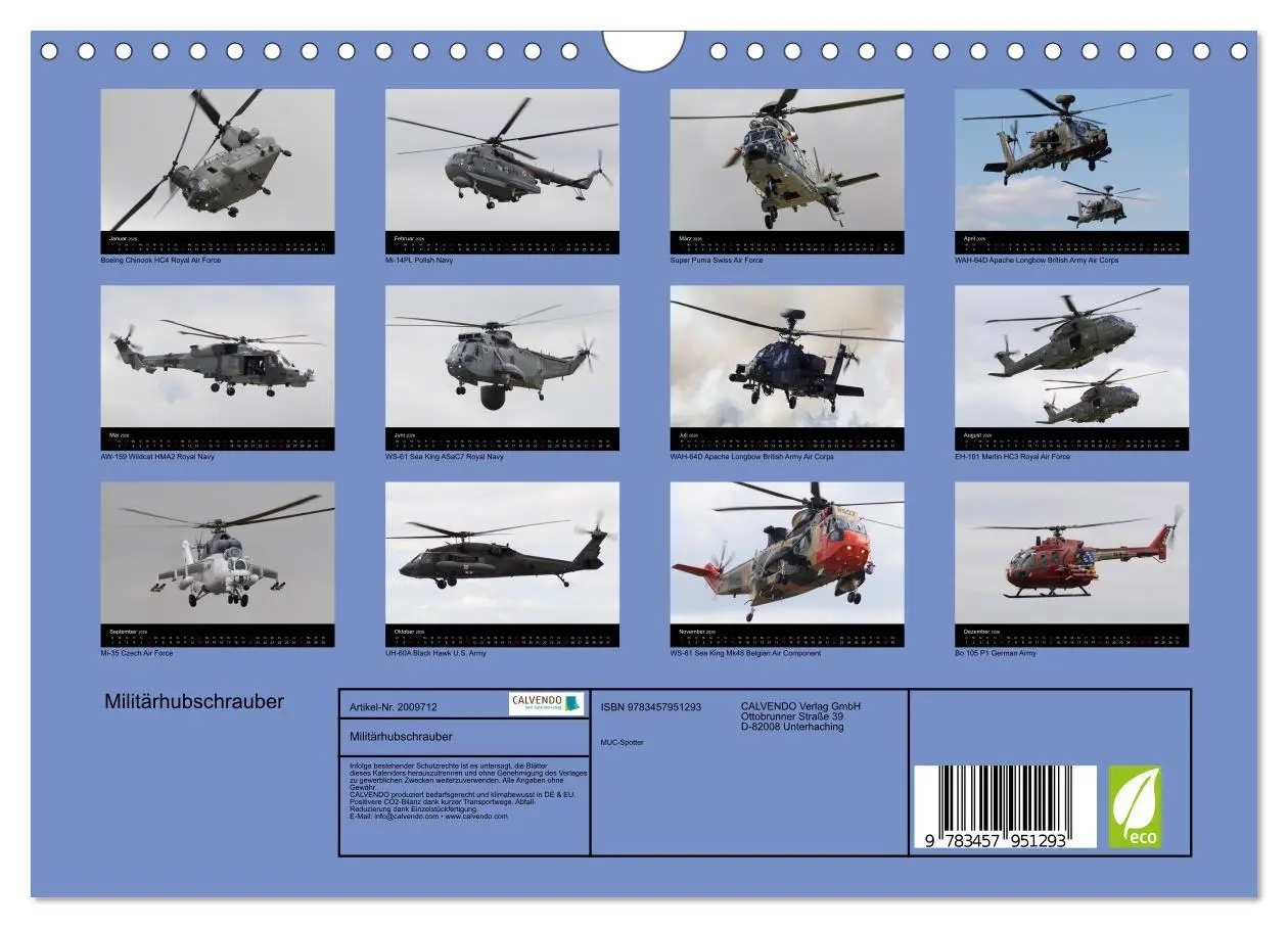 Bild: 9783457951293 | Militärhubschrauber (Wandkalender 2026 DIN A4 quer), CALVENDO...