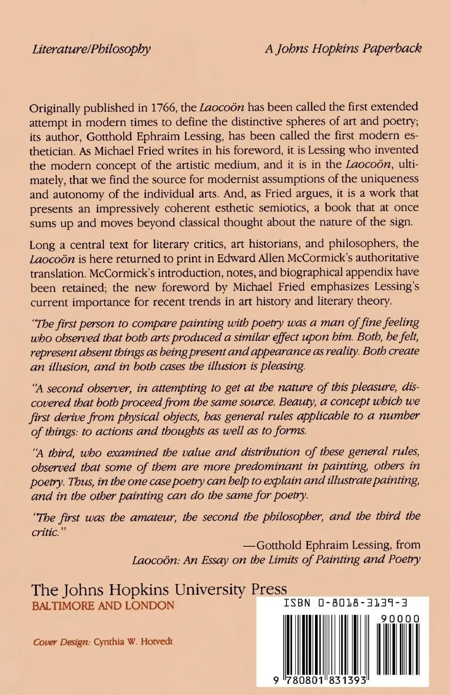 Rückseite: 9780801831393 | Laocoon | An Essay on the Limits of Painting and Poetry | Lessing