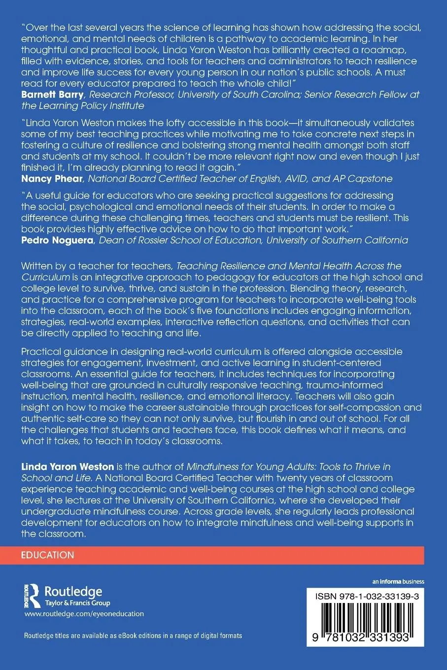 Rückseite: 9781032331393 | Teaching Resilience and Mental Health Across the Curriculum | Weston