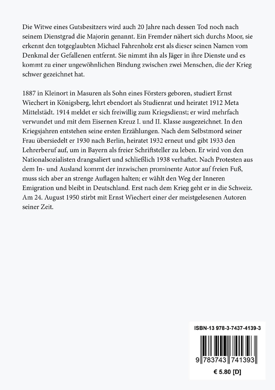 Rückseite: 9783743741393 | Die Majorin | Ernst Wiechert | Taschenbuch | Paperback | 132 S. | 2021