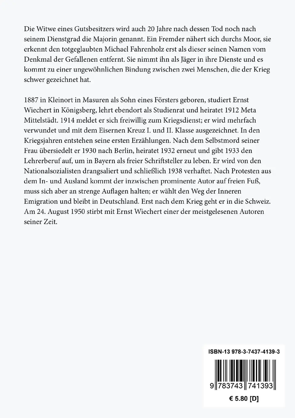 Rückseite: 9783743741393 | Die Majorin | Ernst Wiechert | Taschenbuch | Paperback | 132 S. | 2021
